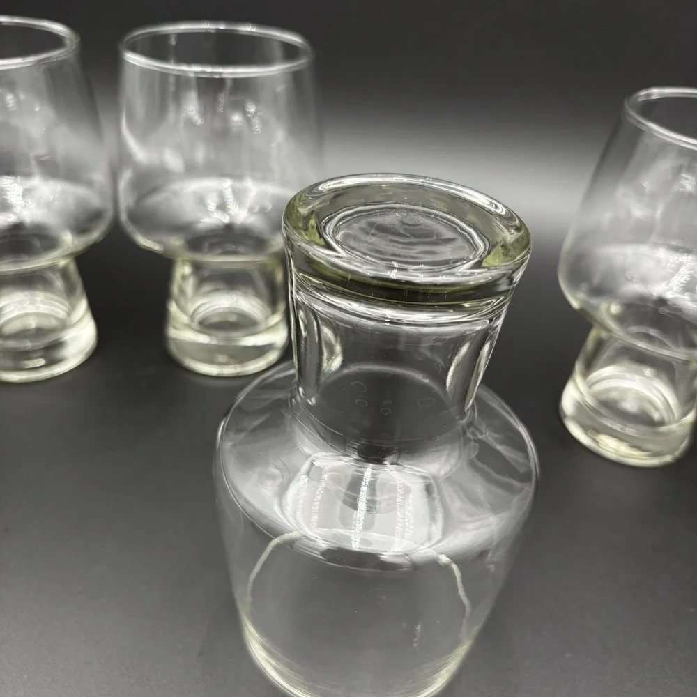 Set Of 4 Libbey Clear Accent Steiner Beer Stout Glasses Hollow Stem 16oz Vintage